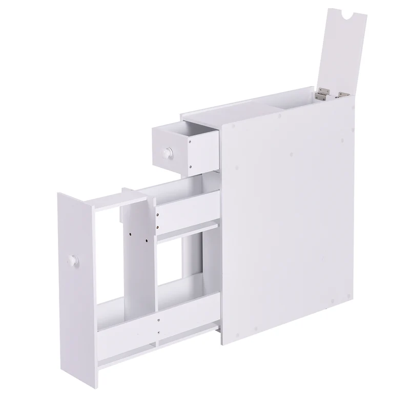 Costway - Armoire WC, Armoire salle de bain, Petit Meuble salle de bain, Armoire de toilette, avec Deux Tiroir pour Cuisine Salle de Bains, Blanc
