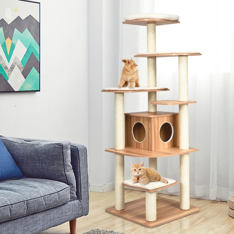 Costway - Arbre à Chat, Griffoir Chat, Arbre à Chat XXL Solide, Hauteur 175cm, avec Plateformes et Colonnes en Sisal Griffoir, Arbre a Chat maine coon