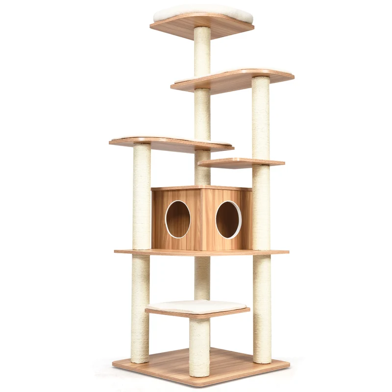 Costway - Arbre à Chat, Griffoir Chat, Arbre à Chat XXL Solide, Hauteur 175cm, avec Plateformes et Colonnes en Sisal Griffoir, Arbre a Chat maine coon
