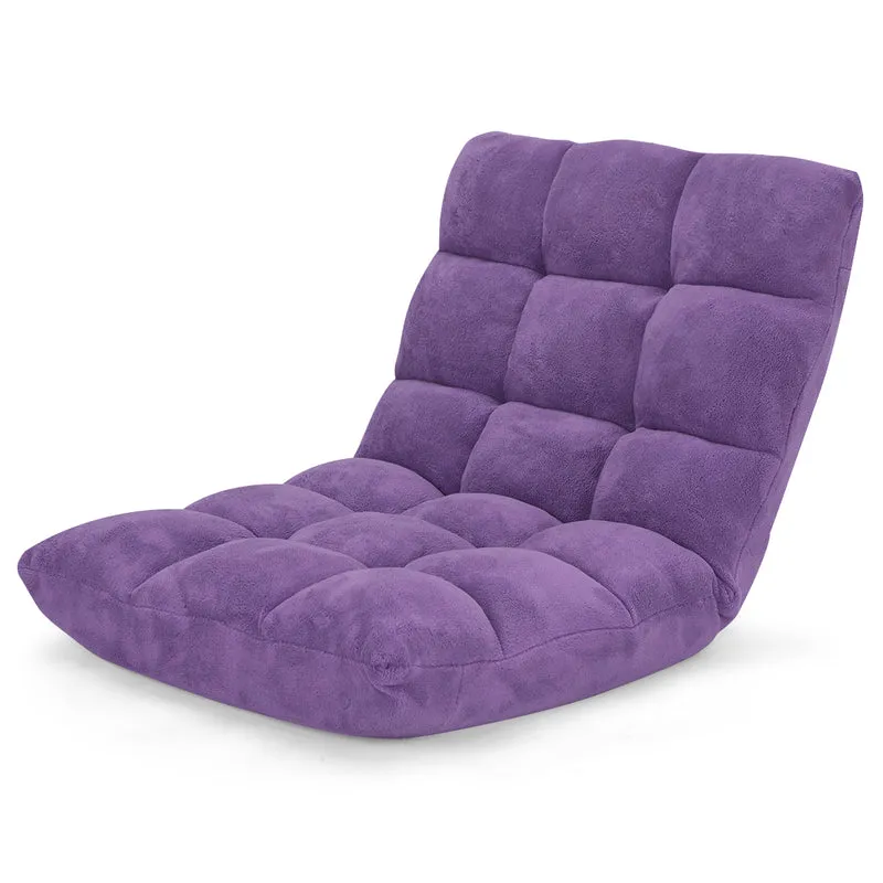 Costway - Chaise de Sol, Canapé Lit, Banquette Convertible, Canapé Lit Convertible, avec 14 Positions Réglables 54,5 x 54,5 x 56CM, Violet