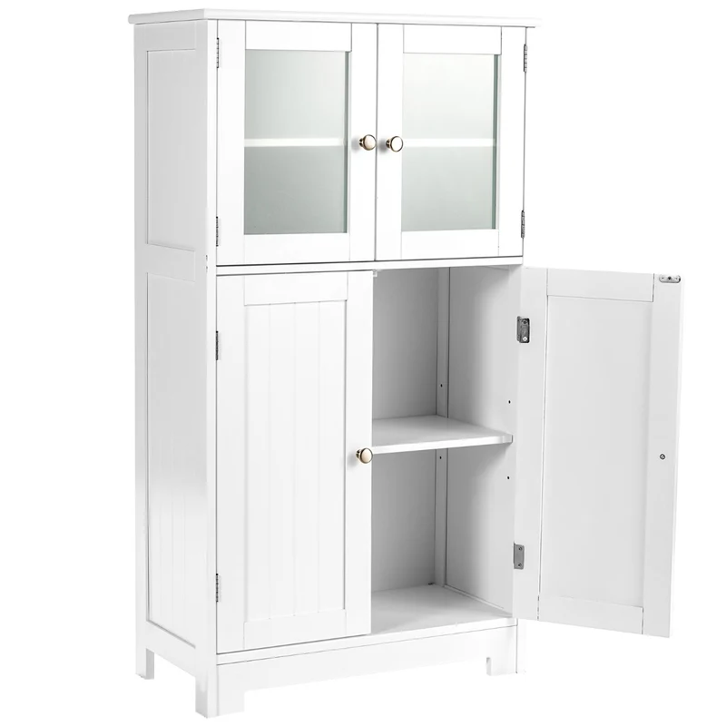 Costway - Armoire salle de bain, Meuble Rangement salle de bain, Armoire WC, Meuble de Salle de Bain, avec Etagère Réglable Armoire Polyvalent, Blanc