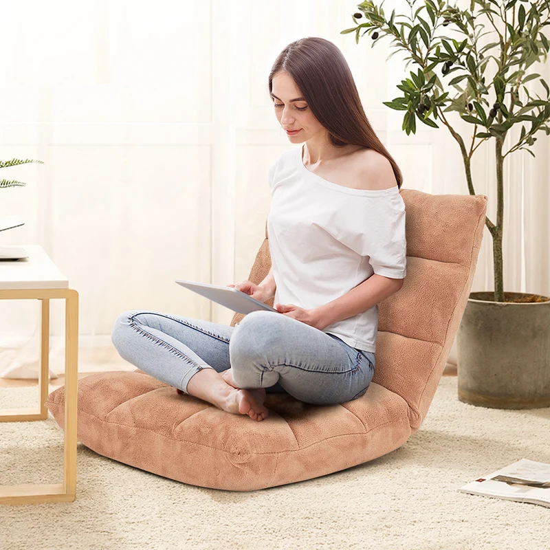 Costway - Chaise de Sol, Canapé Lit, Banquette Convertible, Canapé Lit Convertible, avec 14 Positions Réglables 54,5 x 54,5 x 56CM, Marron