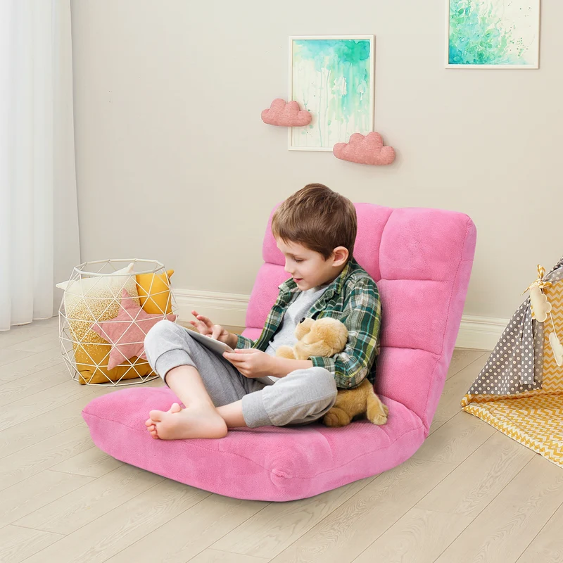 Costway - Chaise de Sol, Canapé Lit, Banquette Convertible, Canapé Lit Convertible, avec 14 Positions Réglables, Rose