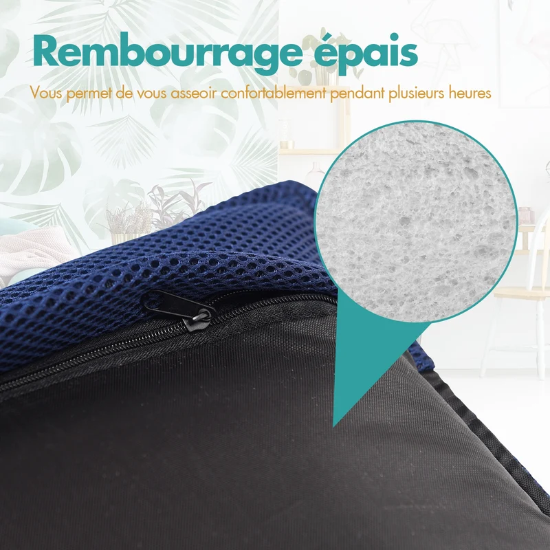 Costway - Chaise de Sol, Banquette Convertible, Pliable Tatami Inclinable en 6 Position, 44 x 54,5 x 53,5 CM, Bleu marine
