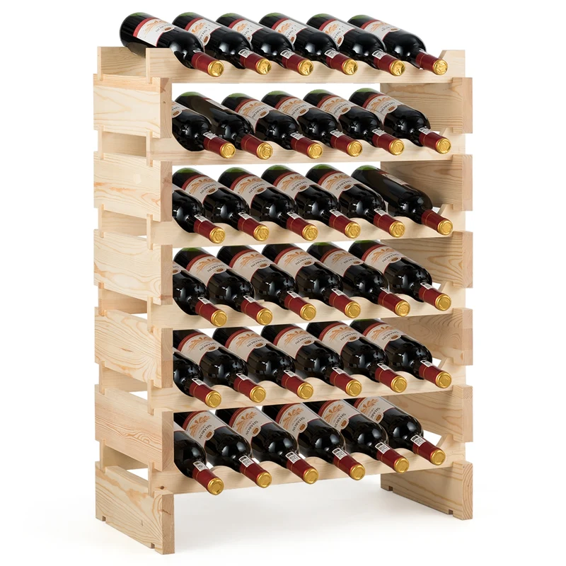 Costway - Etagere a Vin, Range Bouteille, Casier a Bouteille, Porte Bouteille, de 36 Bouteilles Porte-vins et Etagère de Présentation à 6 Couches