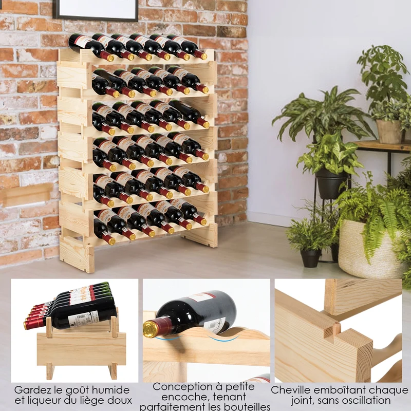 Costway - Etagere a Vin, Range Bouteille, Casier a Bouteille, Porte Bouteille, de 36 Bouteilles Porte-vins et Etagère de Présentation à 6 Couches