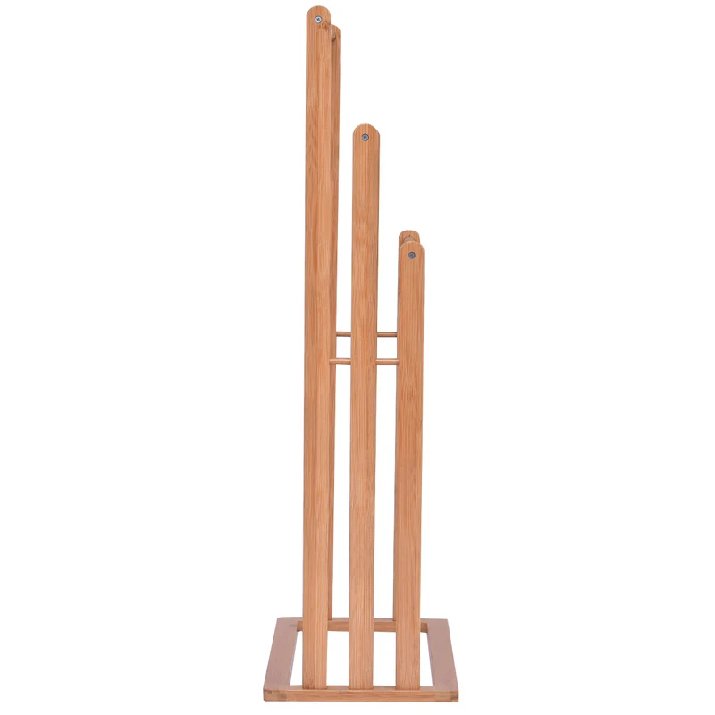 Costway - Porte-serviettes sur pied en bambou, échelle 3 barres, 46 × 24 × 84 cm, naturel
