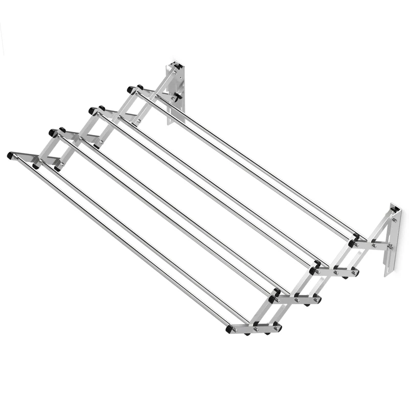 Costway – Étendoir à linge mural extensible, porte-serviettes, 8 barres en acier inoxydable, argent