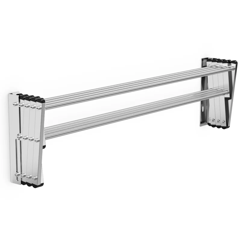 Costway – Étendoir à linge mural extensible, porte-serviettes, 8 barres en acier inoxydable, argent