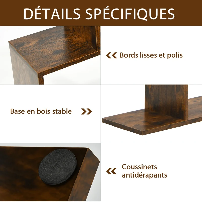 Costway - Étagère Bibliothèque, 6 Niveaux, Etagere de Rangement, Etagere Colonne, Etagere Salon, Forme de S pour Salon Chambre, Café
