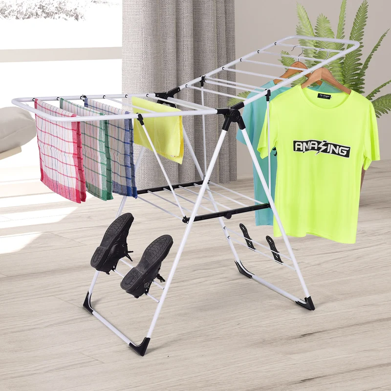 Costway - Etendoir a Linge Pliable, Sechoir a Linge, de Lessive Cintre Robuste Étendoir à Linge Séchoir à Vêtements en Acier pour Intérieur Extérieur