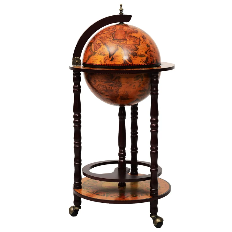 Costway - Bar Globe, Casier a Bouteille, Porte Bouteille Vin, Range Bouteille, en Bois Rack/Cabinet globe italien du 16e siècle avec 3 pieds