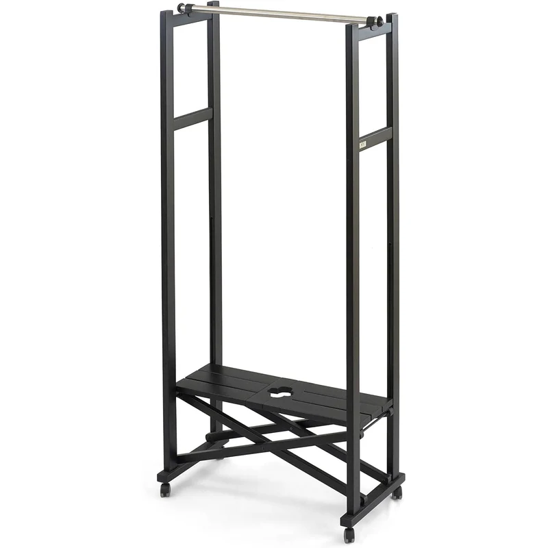 ARIT Elios – Portant à vêtements pliable et extensible en hêtre massif avec roulettes, noir