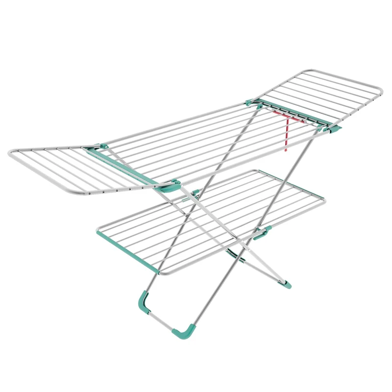 Colombo Double - Grand étendoir à linge pliable à 2 niveaux avec ailes, 30 m, aluminium antirouille, fabriqué en Italie