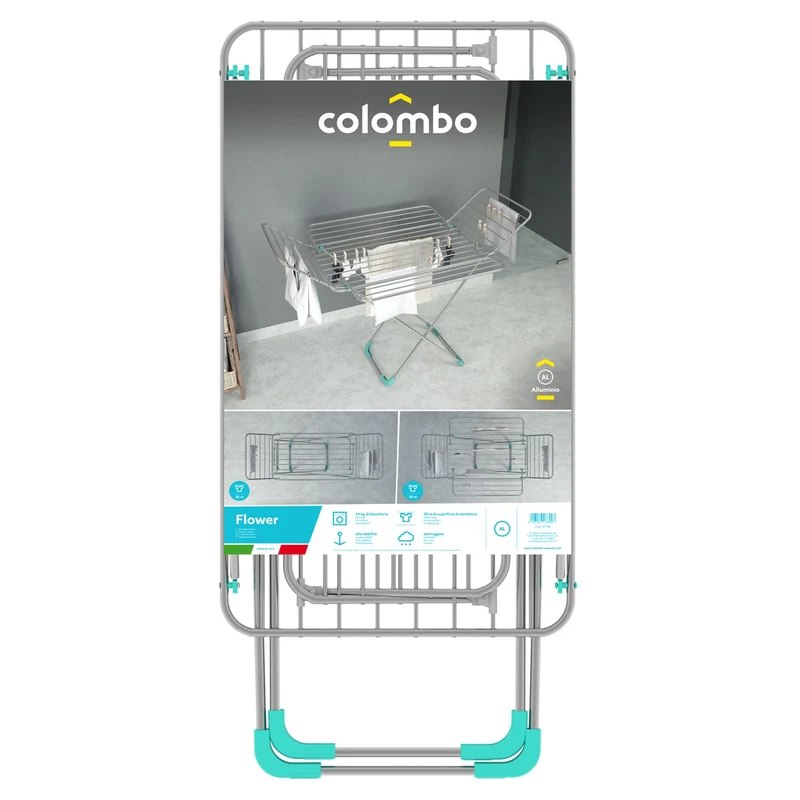 Colombo Flower - Étendoir a Linge Pliable, Tancarville Etendoir, 30m, Antirouille, Fabriqué en Italie