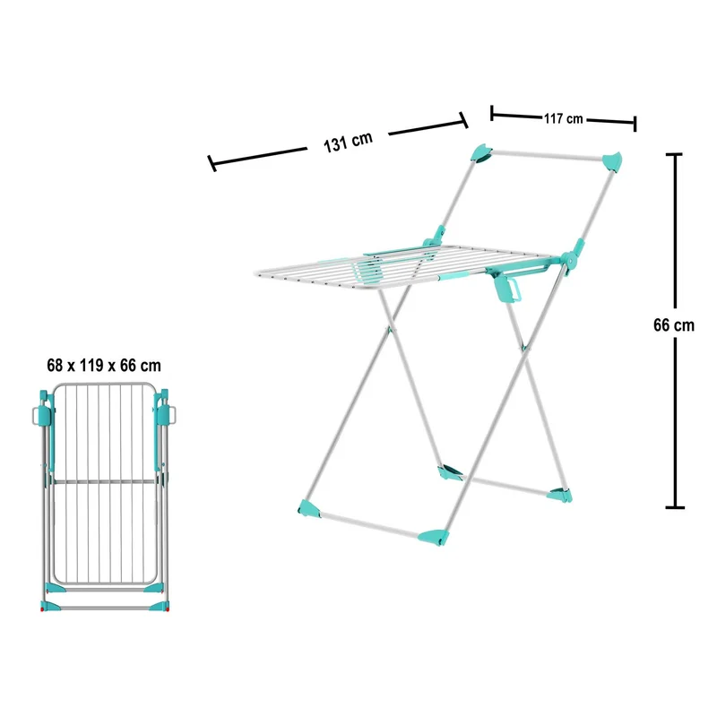 Colombo Olympo - Étendoir à linge intérieur pliable et robuste sur roulettes, barre pour cintres, fabriqué en Italie
