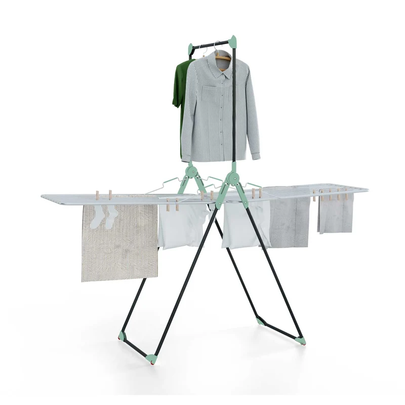 Colombo Titano – Étendoir à linge pliable à ailes avec tringle intégrée et roulettes, 30 m d’étendage, fabriqué en Italie