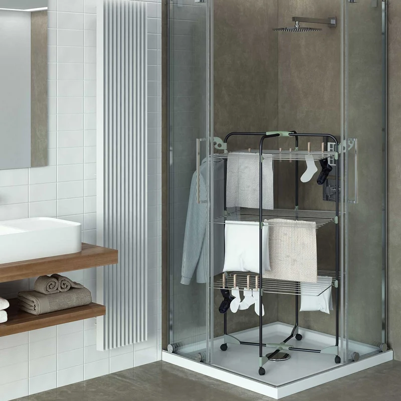 Colombo Alpina 30 - Étendoir Intérieur Tour a Roulettes, Séchoir à Linge Pliable, Tancarville Linge, Crochets pour Cintres, 30 m d'espace de Séchage