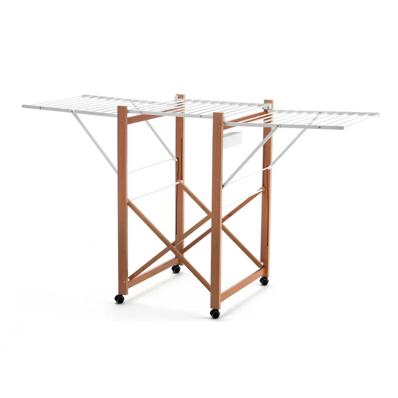 ARIT AIRONE - Étendoir à Linge Bois, Etendoir a Linge Professionnel, Pliable, Tancarville Solide, 20 Mètres de Corde à Linge - Couleur Cerise