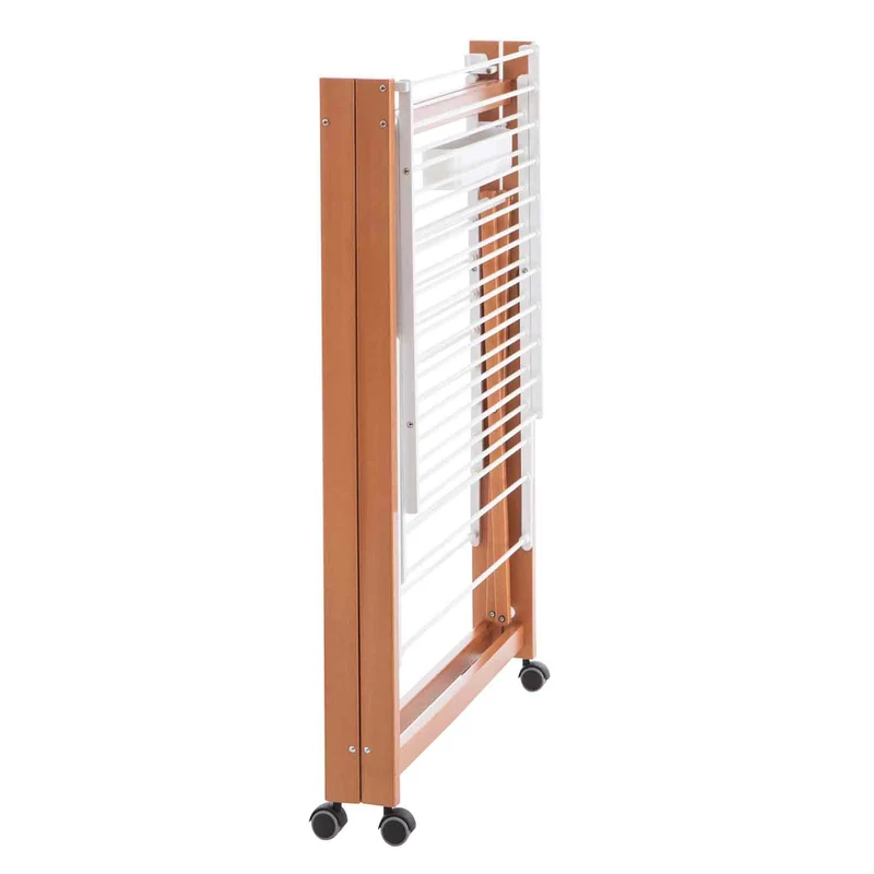 ARIT AIRONE - Étendoir à Linge Bois, Etendoir a Linge Professionnel, Pliable, Tancarville Solide, 20 Mètres de Corde à Linge - Couleur Cerise