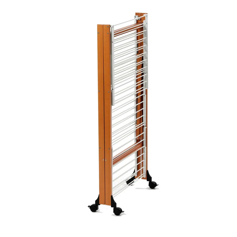 ARIT AQUILONE - Étendoir à Linge Professionnel, Tancarville Bois avec Roues, Etendoir a Linge Pliable, 32m Grande Capacité, Fabrique en Italie