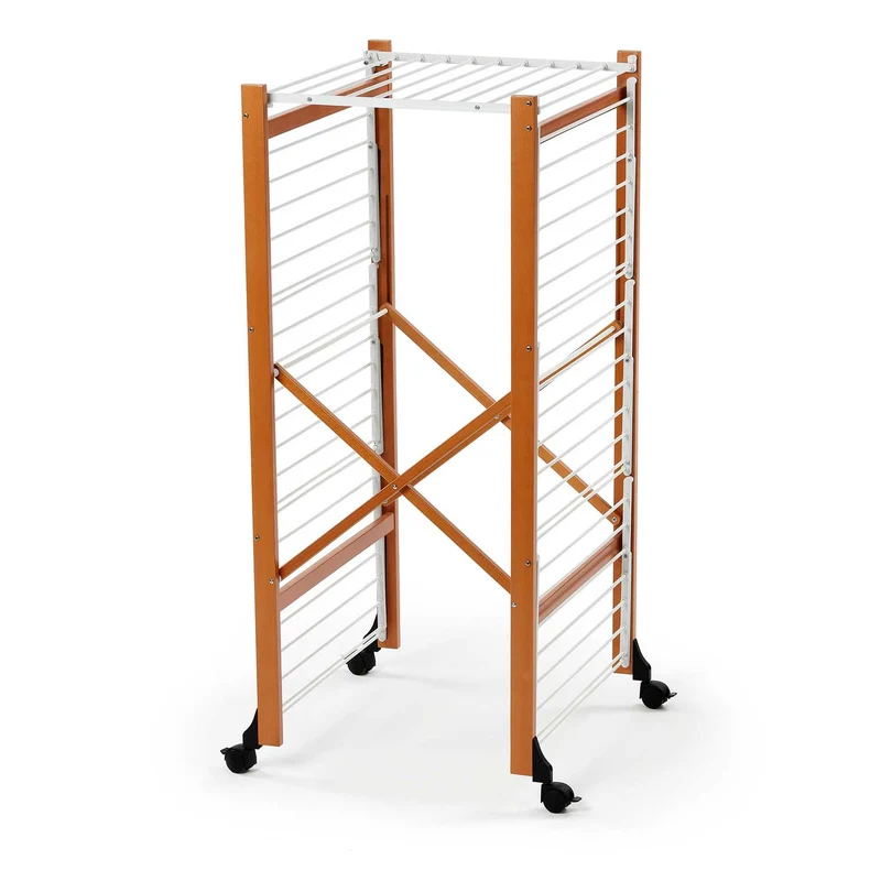 ARIT AQUILONE - Étendoir à Linge Professionnel, Tancarville Bois avec Roues, Etendoir a Linge Pliable, 32m Grande Capacité, Fabrique en Italie