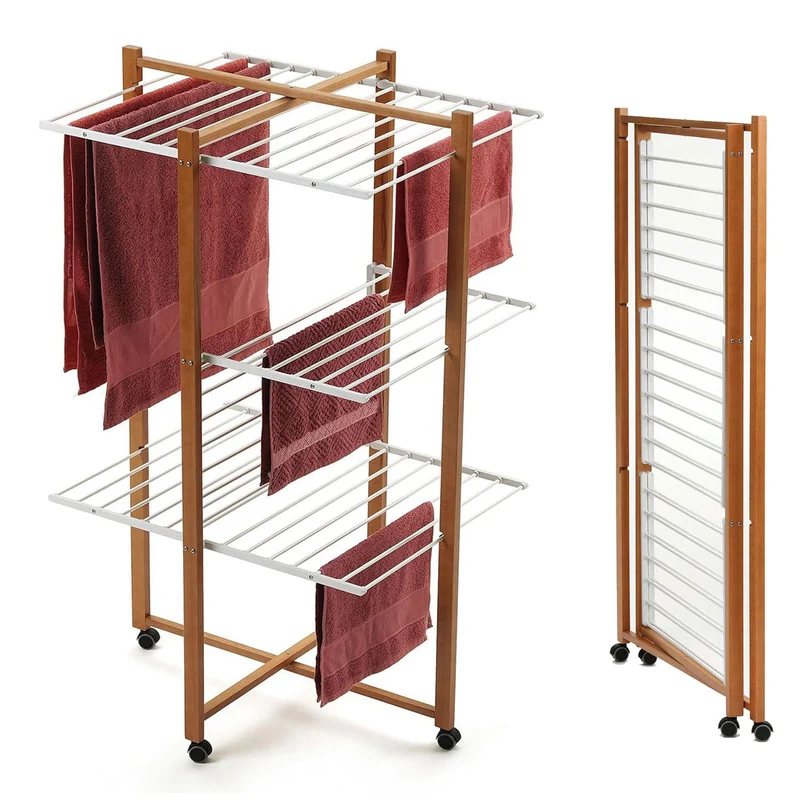 ARIT KARISMA - Étendoir à Linge Tour Solide, Étendoir à Linge Professionnel, Séchoir à Linge Pliable, Bois, 25 mètres, fabriqué en Italie, Couleur Cerisier