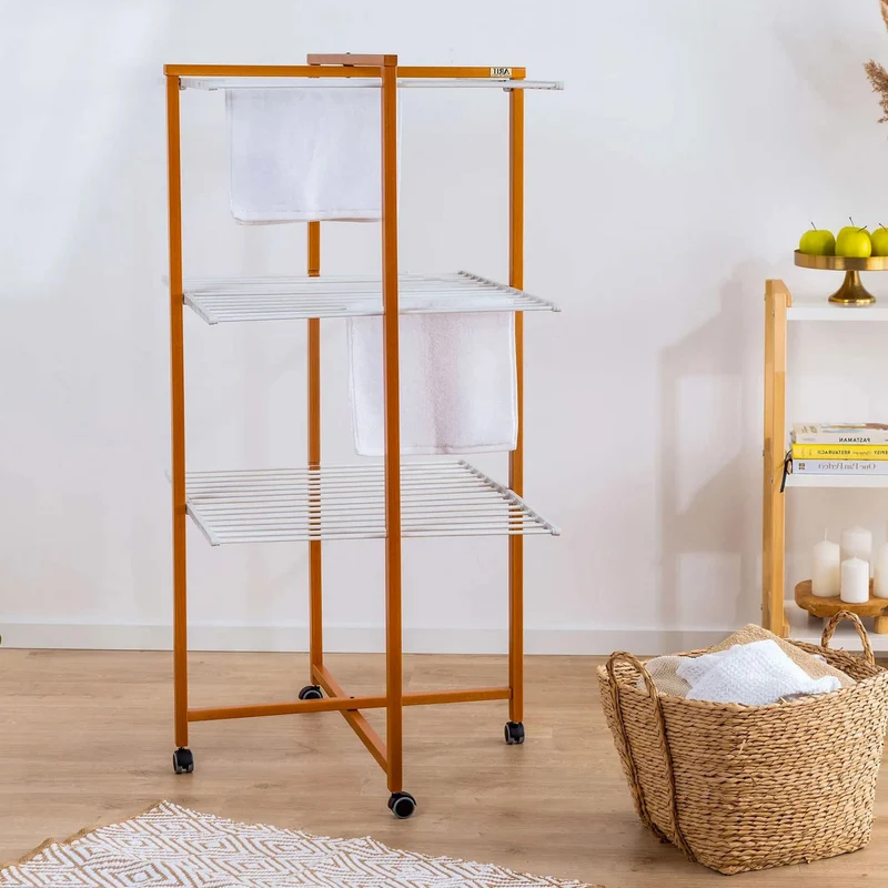 ARIT KARISMA - Étendoir à Linge Tour Solide, Étendoir à Linge Professionnel, Séchoir à Linge Pliable, Bois, 25 mètres, fabriqué en Italie, Couleur Cerisier