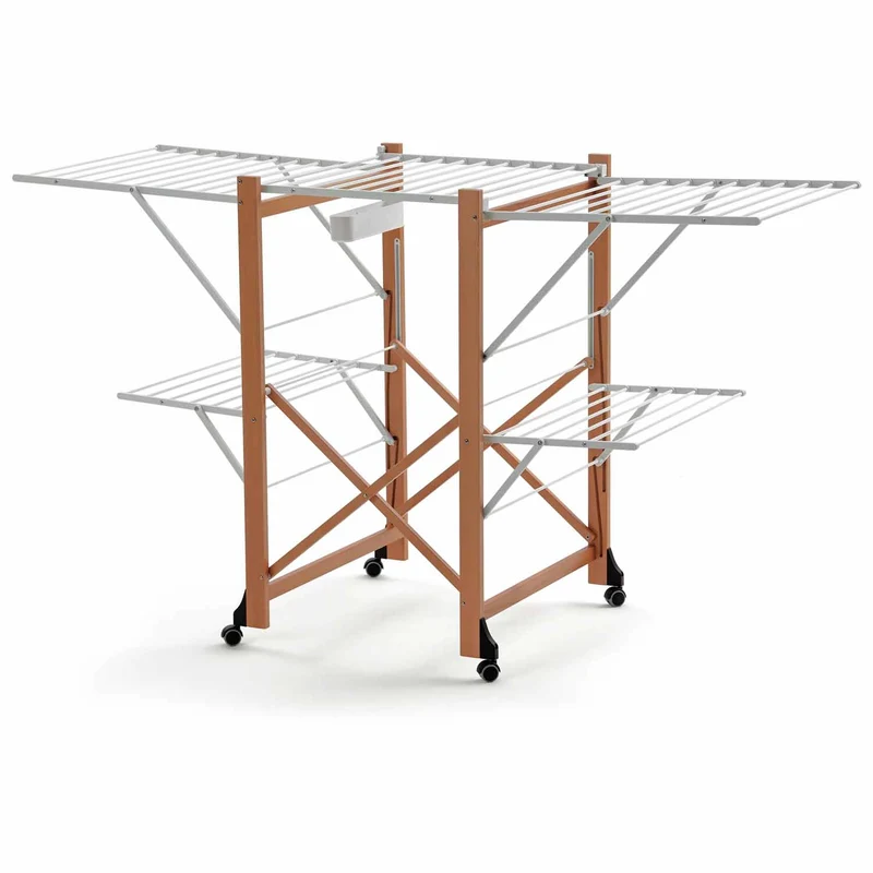 ARIT GABBIANO - Étendoir à Linge Pliable, Sechoir Professionnel, Tancarville Linge Solide en Bois, 28 Mètres d'etendage, 1 Panier avec Pinces