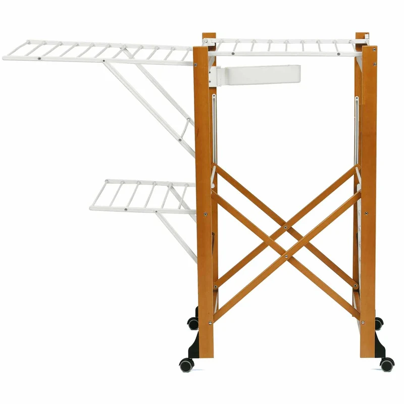 ARIT GABBIANO - Étendoir à Linge Pliable, Sechoir Professionnel, Tancarville Linge Solide en Bois, 28 Mètres d'etendage, 1 Panier avec Pinces