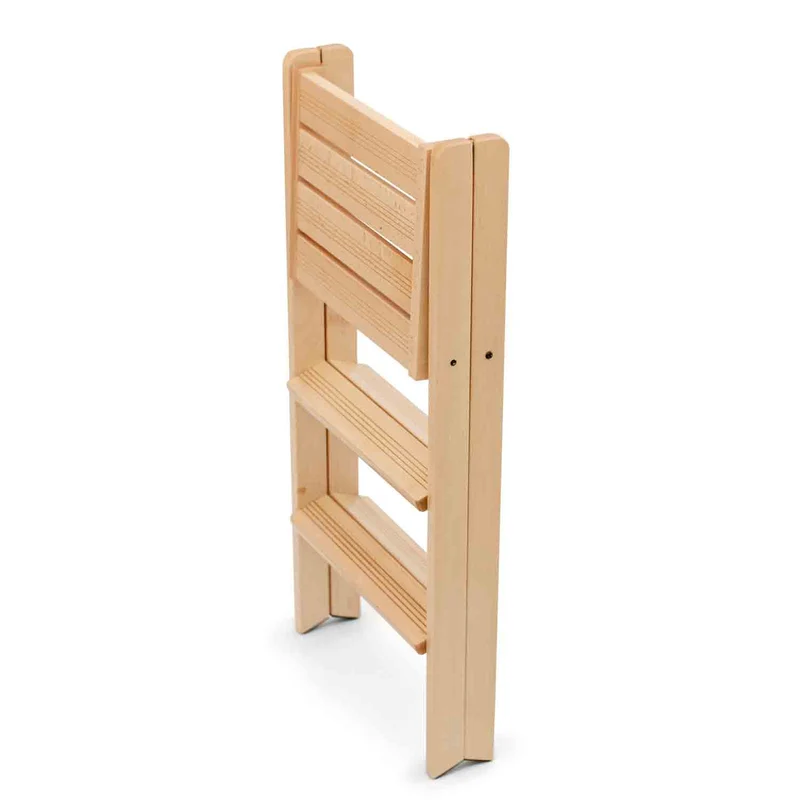ARIT - Escabeau DOROTEA, Escabeau Bois, Escabeau Pliable, Tabouret Pliant, Petit Escabeau, équipé de 2 marches et d'une large plateforme