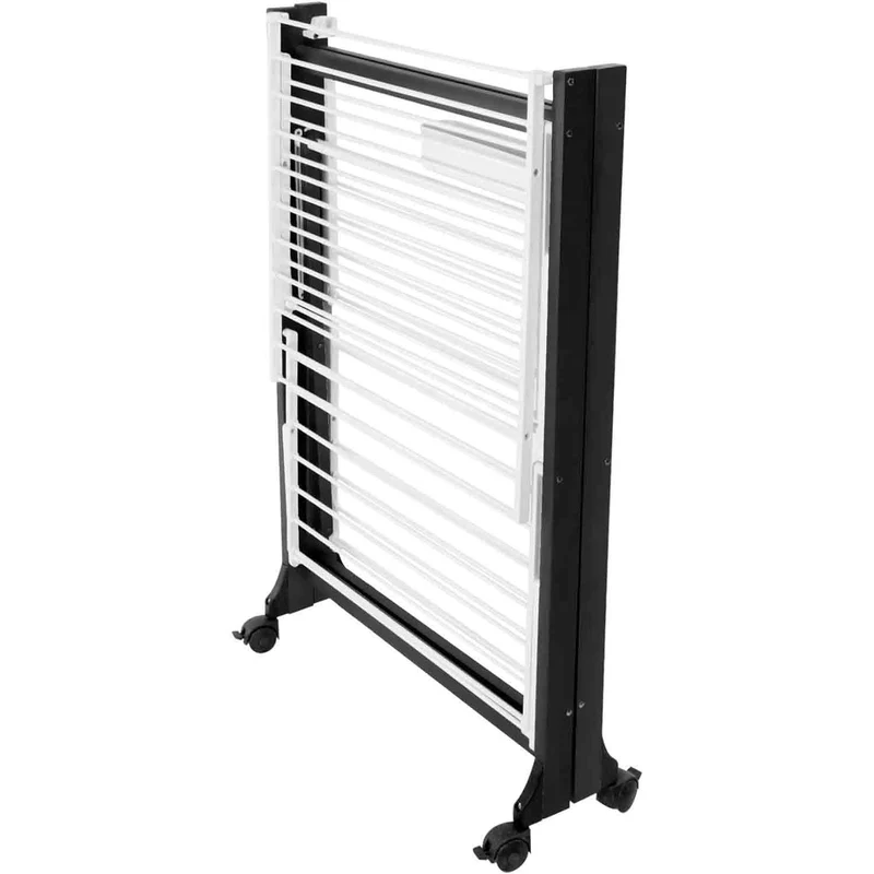ARIT ALIANTE - Tancarville Bois, Étendoir à Linge Solide, Etendoir a Linge Pliable, Professionnel, avec Roulettes, 23 Mètres - Couleur Noir
