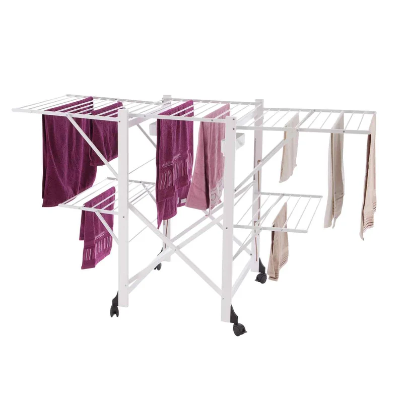 ARIT GABBIANO - Étendoir à linge professionnel, étendoir à linge pliable, tancarville en bois, 28 mètres, blanc