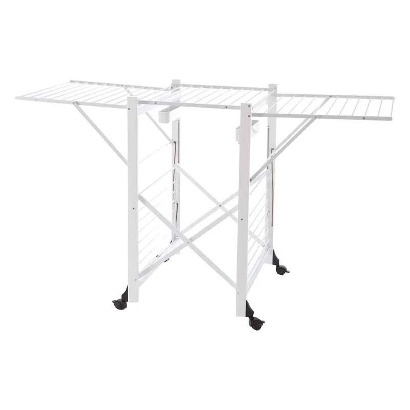 ARIT GABBIANO - Étendoir à linge professionnel, étendoir à linge pliable, tancarville en bois, 28 mètres, blanc