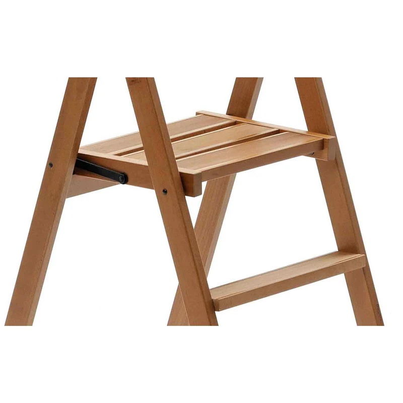 ARIT Kimora 3 – Escabeau pliable en bois, 3 marches antidérapantes, large plateforme, couleur cerisier, fabriqué en Italie