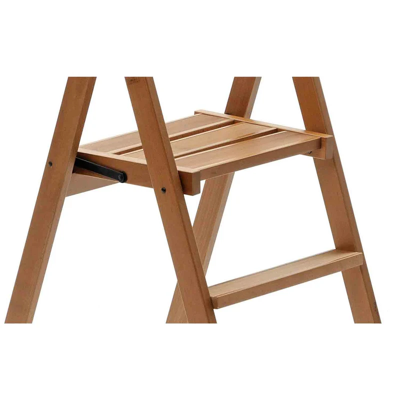 ARIT KIMORA 2 - Escabeau en bois pliable, 2 marches antidérapantes, large plateforme, couleur cerisier