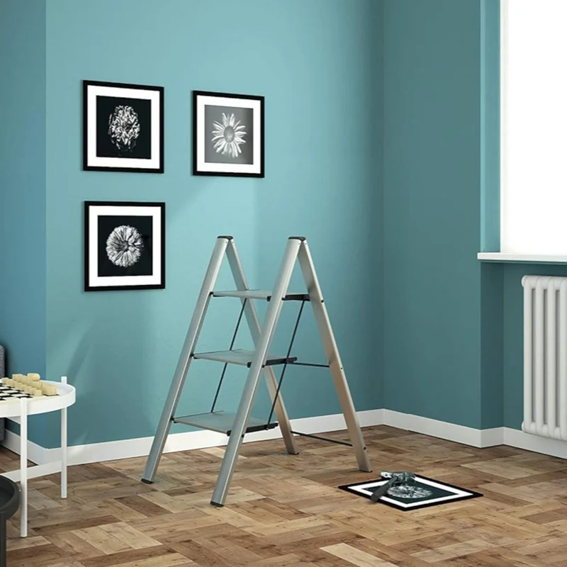 Colombo Leonardo 3 – Escabeau pliable 3 marches ultralarges antidérapantes en aluminium, jusqu’à 150 kg