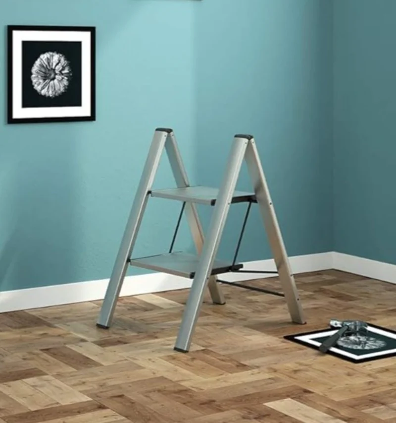 Colombo Leonardo 2 - Escabeau 2 Marches, Escabeau Pliable, Petit Escabeau, Marchepieds en Aluminium
