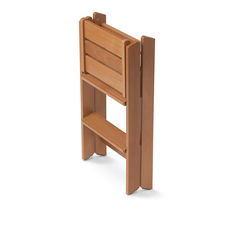 ARIT Osimo – Escabeau pliable en bois, 2 marches, large plateforme, couleur cerisier, fabriqué en Italie