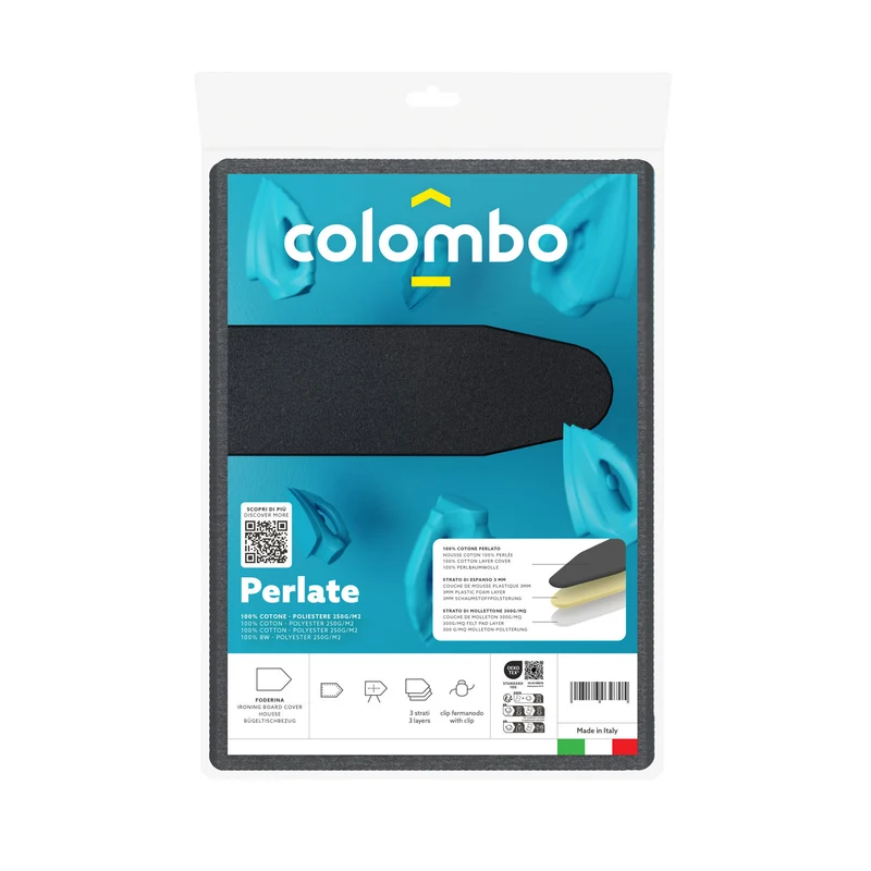 Colombo Perlate XL – Housse de table à repasser 3 épaisseurs, 140 × 55 cm, coton métallisé