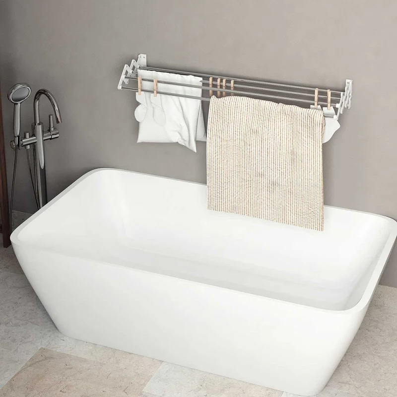 Colombo Soffietto 120 – Étendoir à linge mural rabattable en aluminium antirouille, 6 m d’étendage, fabriqué en Italie