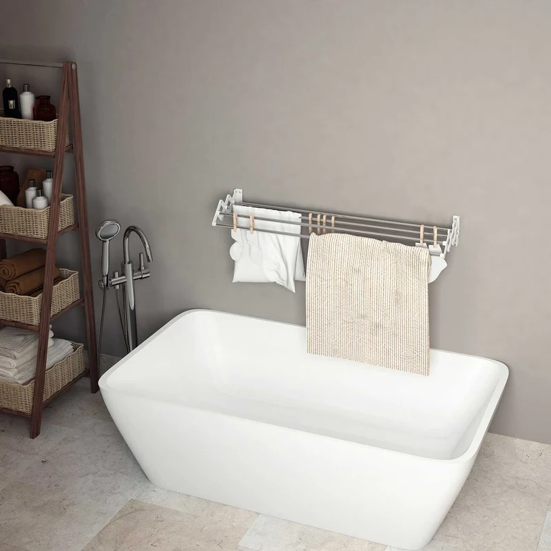 Colombo Soffietto 120 – Étendoir à linge mural rabattable en aluminium antirouille, 6 m d’étendage, fabriqué en Italie