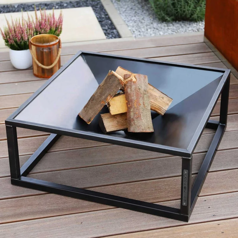 Cook King Square – Braséro extérieur de jardin en acier, 70 × 70 cm, fabriqué en Europe