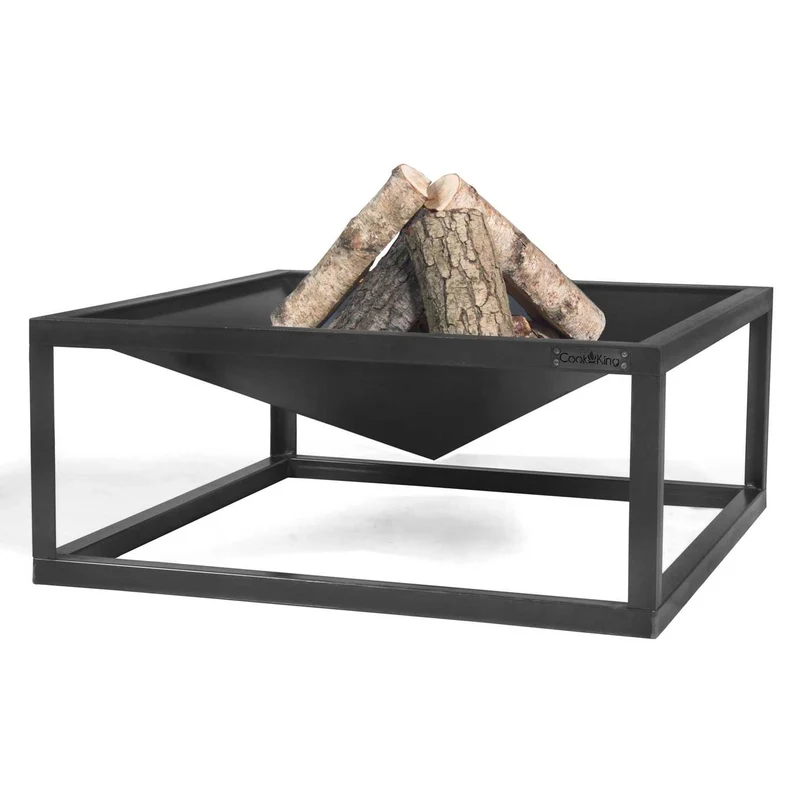 Cook King Square – Braséro extérieur de jardin en acier, 70 × 70 cm, fabriqué en Europe