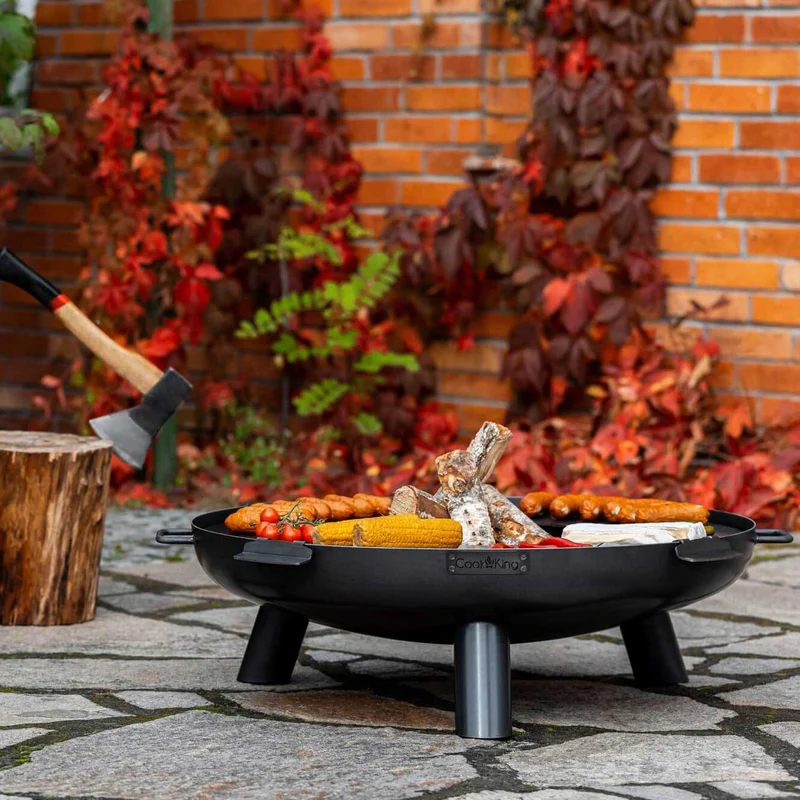 Cook King Bali – Braséro extérieur et barbecue en acier, Ø 60, 70, 80 ou 100 cm, fabriqué en Europe
