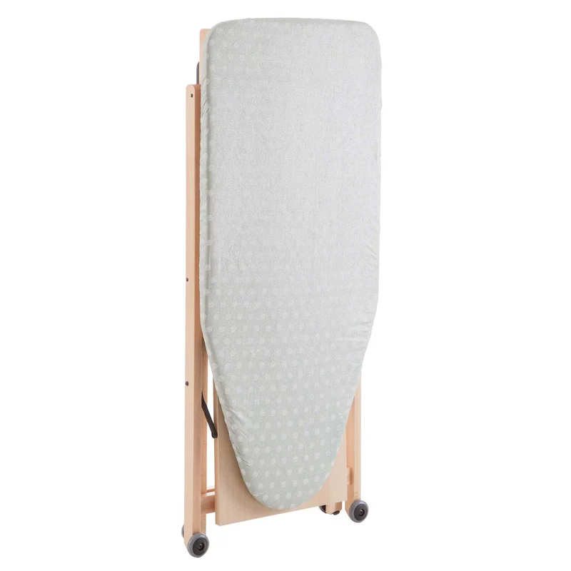 ARIT STIROCOMODO - Table à repasser, planche à repasser, hauteur réglable de 84 à 93 cm, roulettes, repose-fer coulissant, couleur naturelle