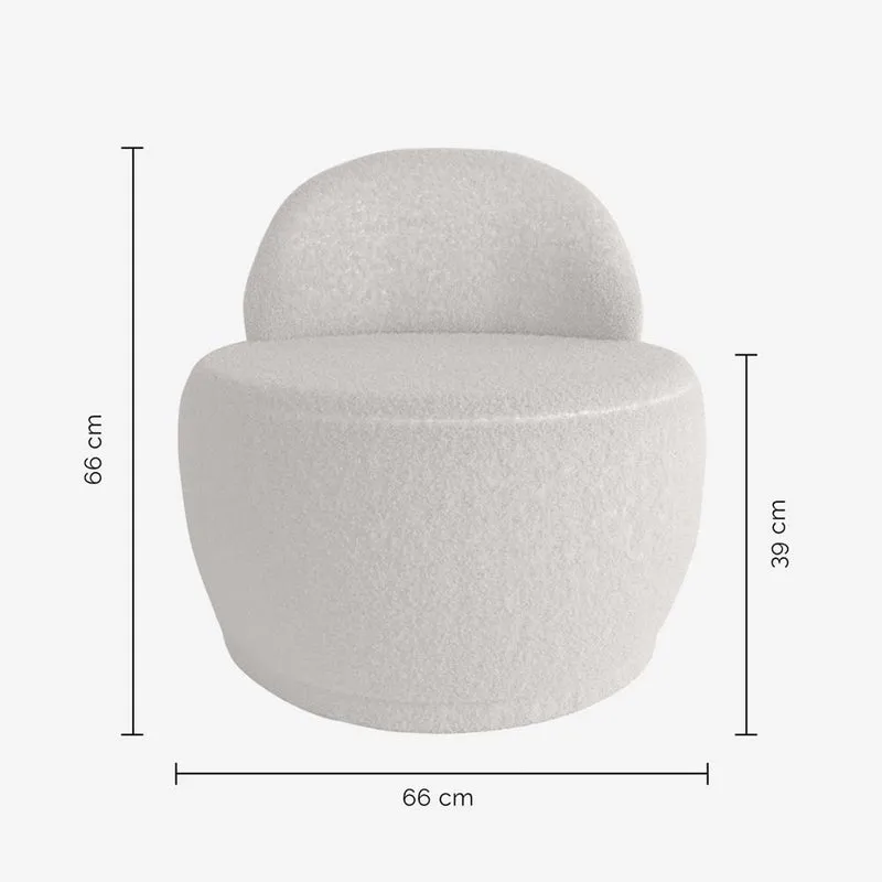 Fauteuil écru en tissu effet laine bouclée
