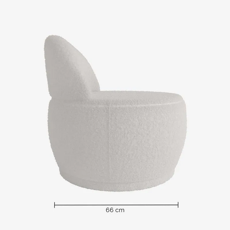Fauteuil écru en tissu effet laine bouclée