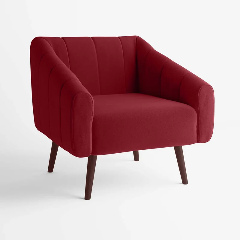 Fauteuil en velours bordeaux