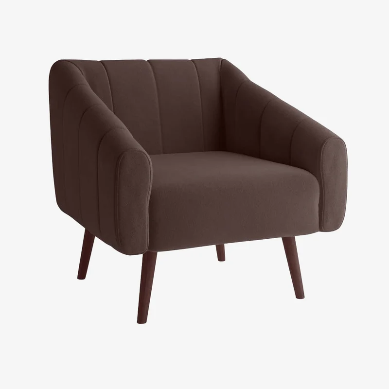 Fauteuil en velours marron